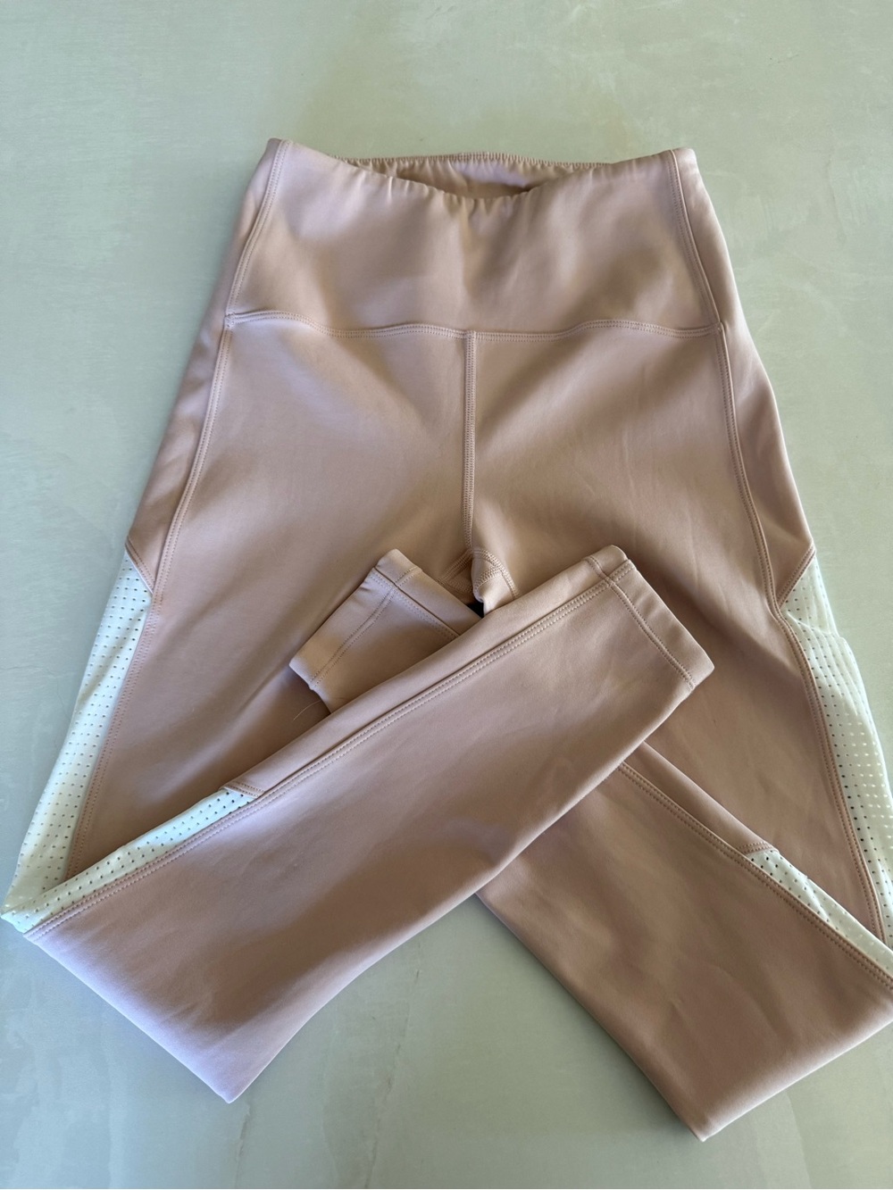 Zyia Active Blush Pink Athletic Leggings with White Mesh Insets